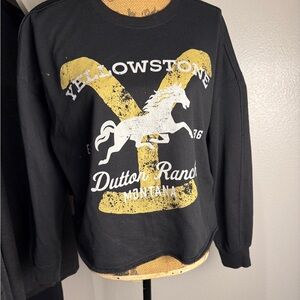 Yellowstone Dutton Ranch Black Pullover Sweatshirt - Black/Yellow